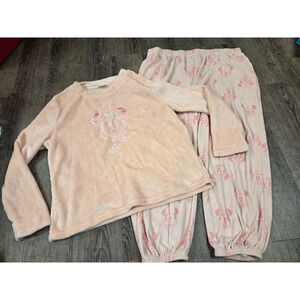Disney 100 Plush Fleece Minnie Mouse Long Sleeve Top Pants Pajamas Set Pink XL